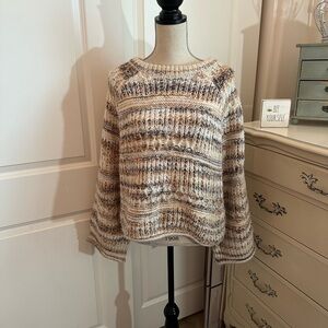 Universal Thread Striped Knit Sweater - Cream and Brown